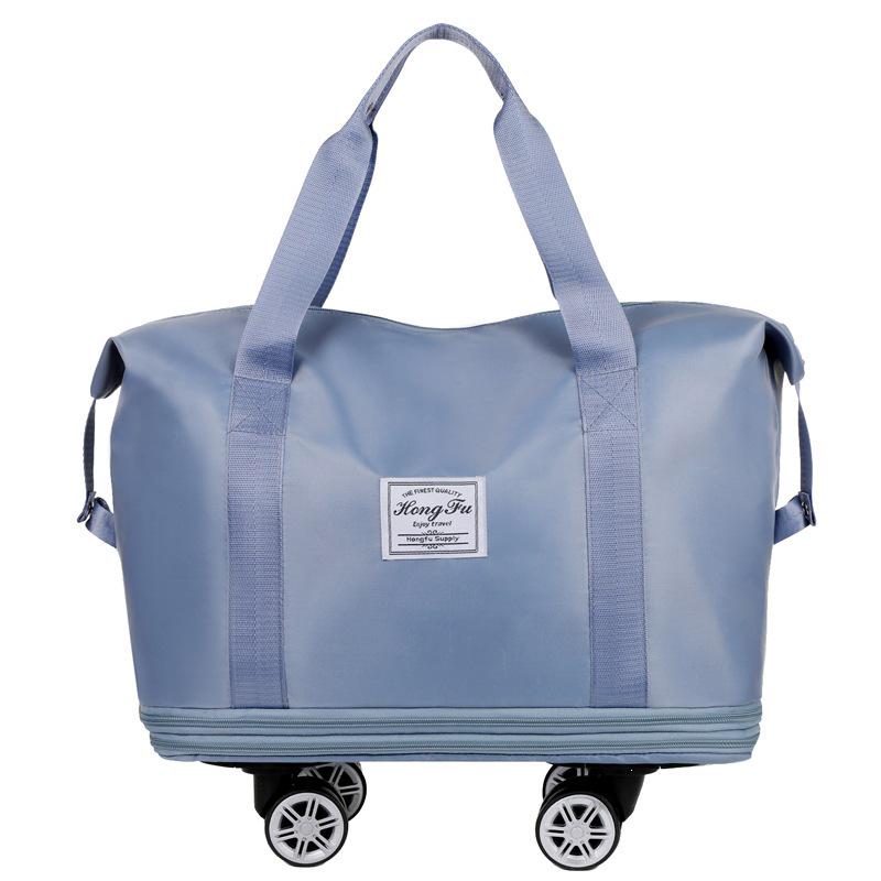 Expandable Wet/Dry Separation Luggage Bag with Universal Wheels - Large Capacity & Splash-Proof for Business Trips & Fitness Travel