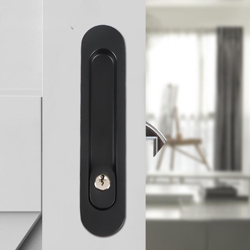Sliding Door Sliding Door Lock Safety Lock Barn Door Cabinet Embedded Hardware Suit Wood Door Handle Interior Door Furniturelock