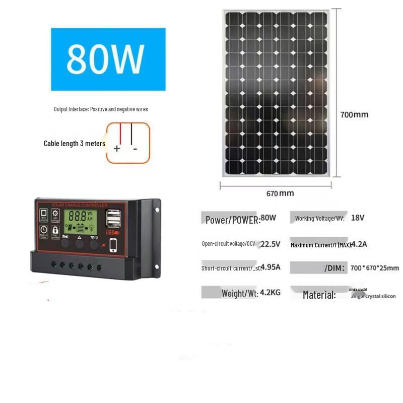 WEZHO 100W Solar Panel with Controller for Street Light Monitoring
