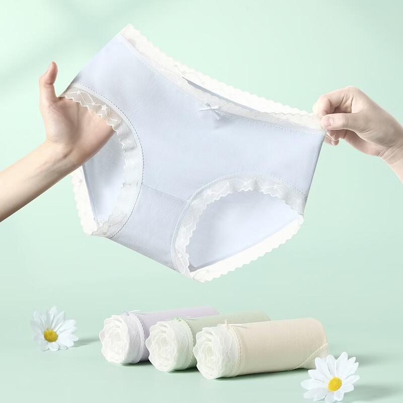 Fenteng Women's 95% Cotton Antibacterial Lace Underwear 4-Pack
