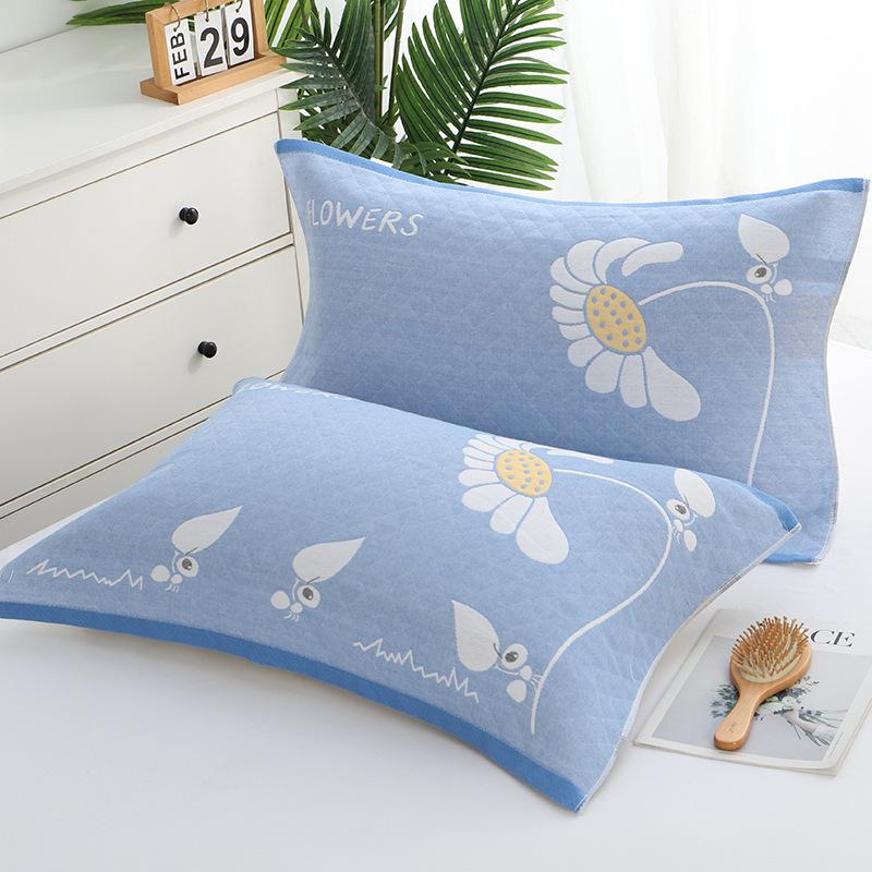 Three-Layer Gauze Cotton Pillowcases: Dirt-Resistant, Mite-Proof, Soft, Thickened, No Pilling or Shedding.
