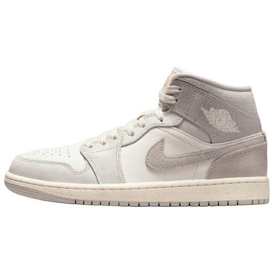 Air Jordan 1 Mid High Vintage Basketballschuhe Damen Hellgrau Weiß IB7010-001