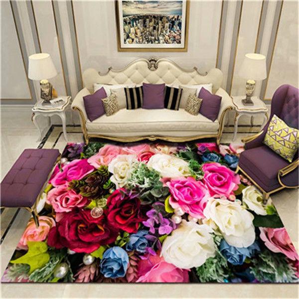 Flower Pastoral 3D Printed Carpet Home Decor Entrance Door Mats Living Room Rugs Carpets In The Bedroom Children Carpet Bath Mat