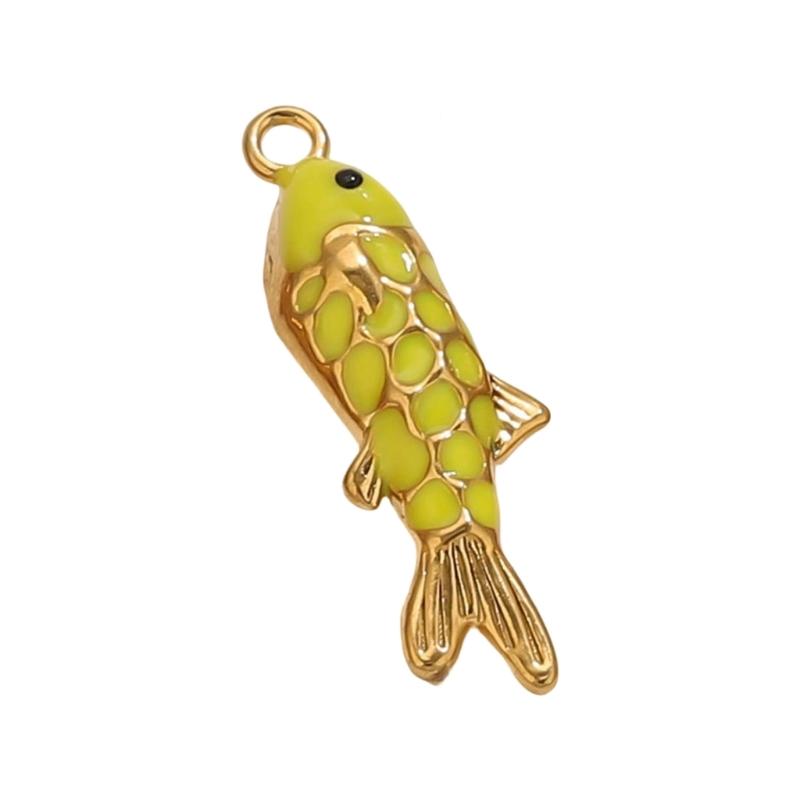 Красочный кулон-рыбка с капающим маслом Аксессуар для изготовления украшений своими руками Нежные ювелирные компоненты Для ожерелья Браслета Рукоделия жёлтый