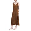 Summer French Sleeveless Pleated Spaghetti Strap Maxi Dress