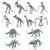 Detailliertes graues PVC-Dinosaurierskelett-Set mit Triceratops und anderen Fossilien