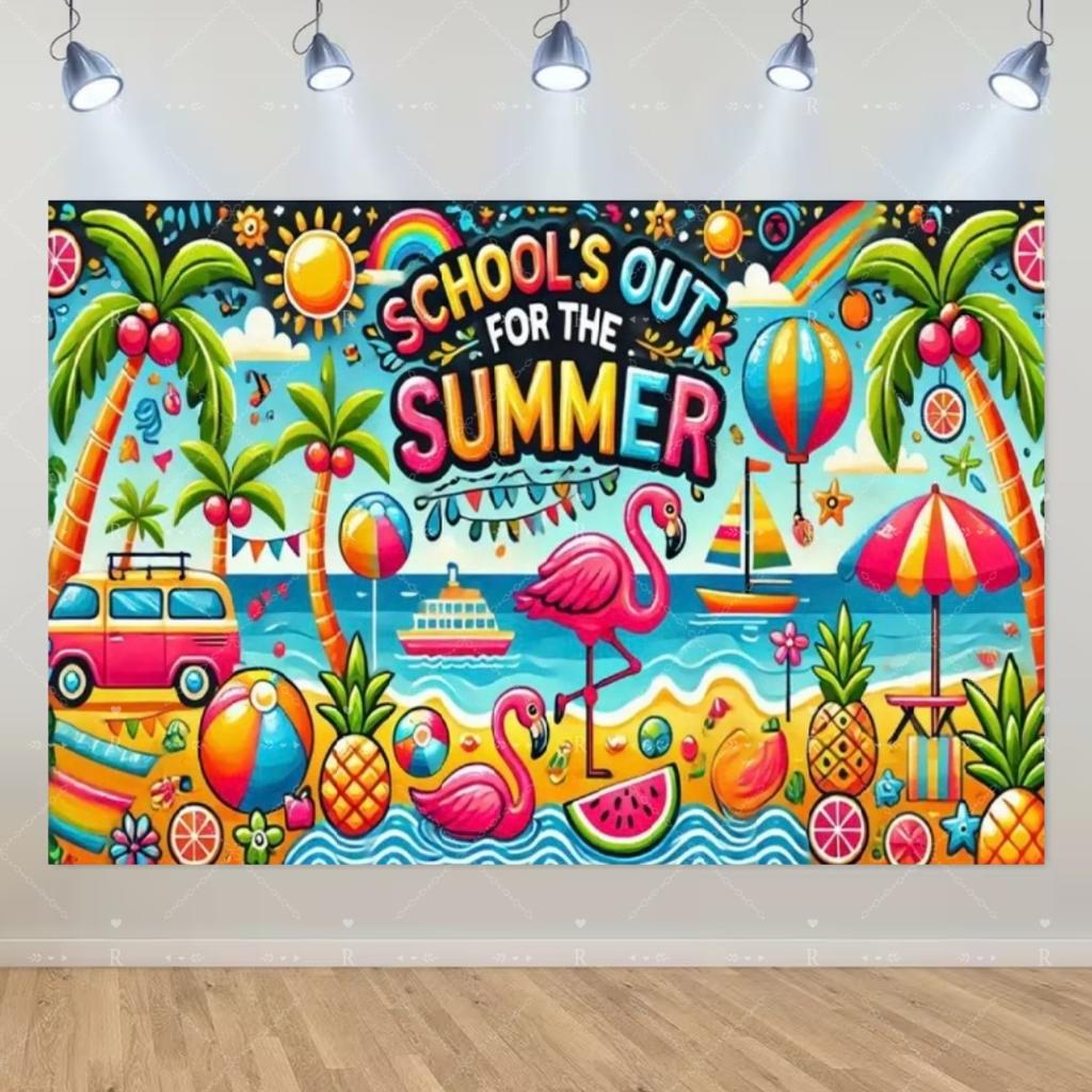 School's Out for Summer Theme Background Summer Pool Party Decoration Backdrop Baby Shower Props Photography Banner Supplies