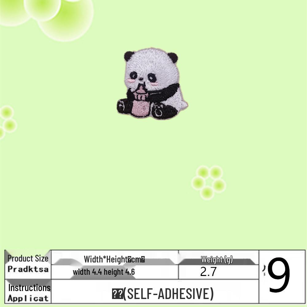 Panda Embroidery Patch: Mid-Autumn Cartoon Style Self-Adhesive Sticker
