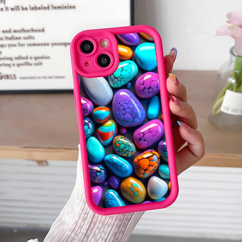 

Aesthetic Stones Mobile Phone Case for iPhone 17 16 15 14 13 12 11 Air Pro Max Plus Thicken TPU Colorful Cover Luxury Cellphones iPhone 12