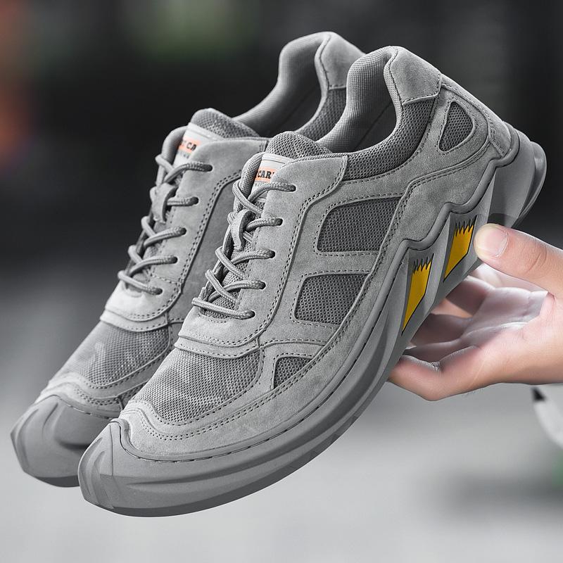 Luxury Genuine Leather Men's Hiking Casual Sneakers Sports Shoes Flat Shoes Handmade Breathable Non-slip Wear-resistant Holiday