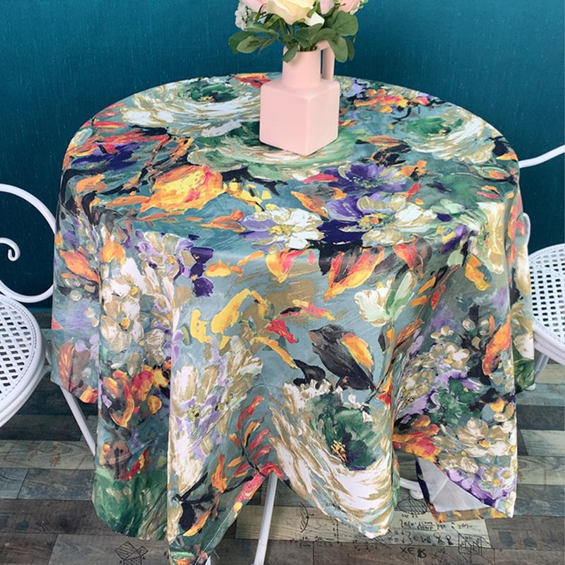 Luxury Retro Oil Painting Art Tablecloth Home Kitchen Banquet Dust-proof Table Mat Rectangular American Style Tea Table Cover