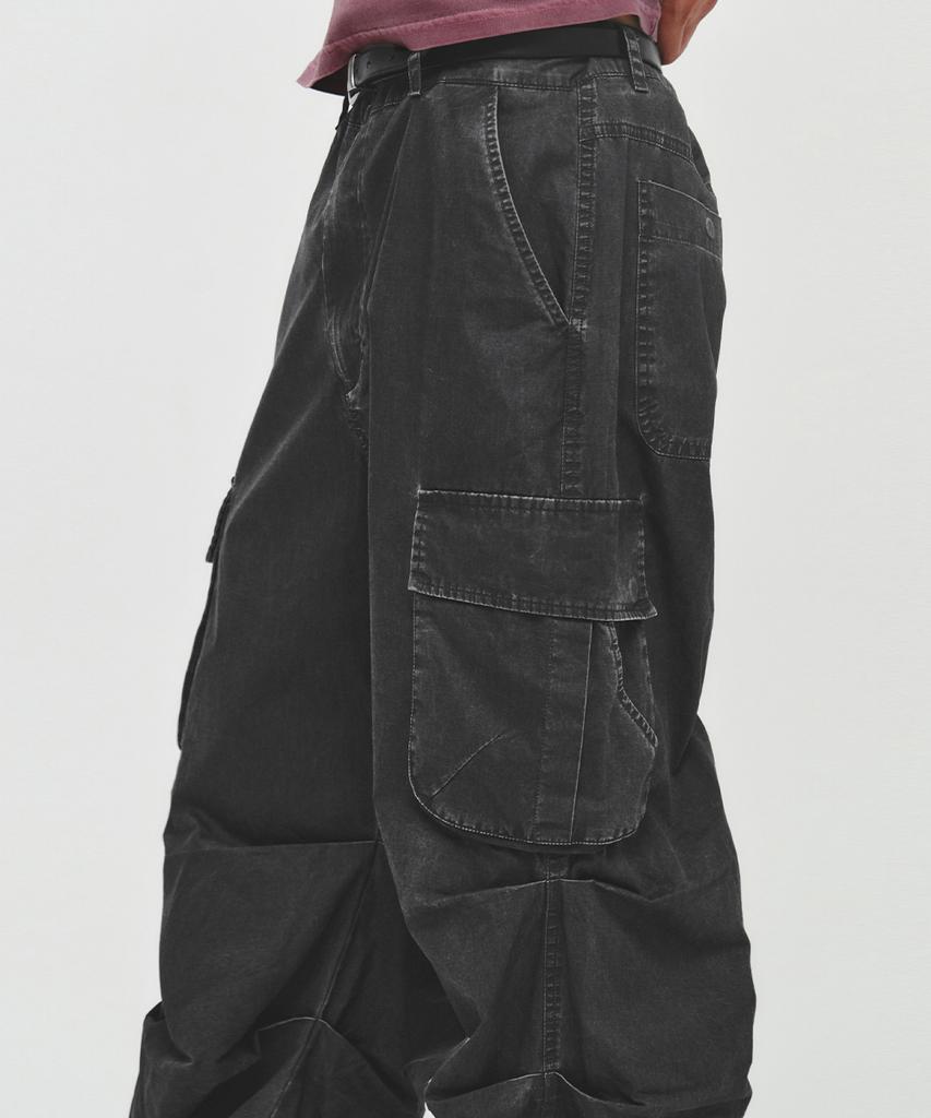 INTEMPOMOOD [Summer Fabric] Recon Fade Cargo Pants_Charcoal