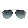 Versace Temple Lettering Metal Aviator Sunglasses Women's Silver 65990210 VE 2296 1000V1-Silver 60/14/145 - h.52