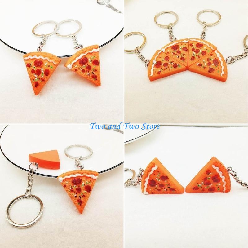 HX6F Set mit 7 modischen Pizza-Halsketten-/Schlüsselanhänger-Sets Dekoration für Foodie-Paare