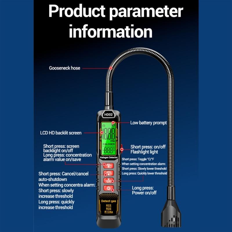 Refrigerants Leak Detector Battery Operated Halogens Leak Tester For 22 32 R134a Detections HVAC Leak Detector