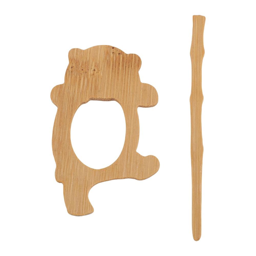 2pcs Decorative Wooden Pin Handmade Shawl Pin Cute Wooden Brooch For Cardigan