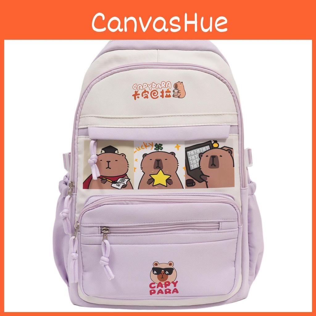 Large Capacity Kids Backpack With Cartoon Capybara Print Designs For School