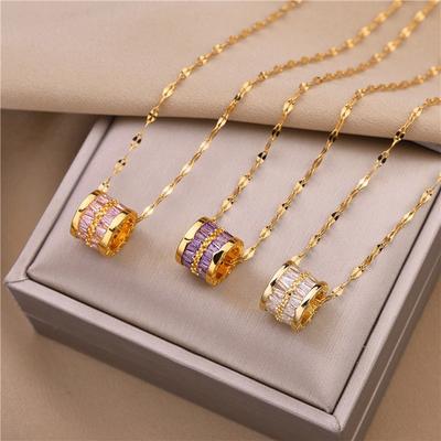 Koreańska moda Śliczny Lucky Crystal Wisiorek Naszyjnik damski Kobiety Wedding Party Biżuteria ze stali nierdzewnej Kobiet Chokers Naszyjniki