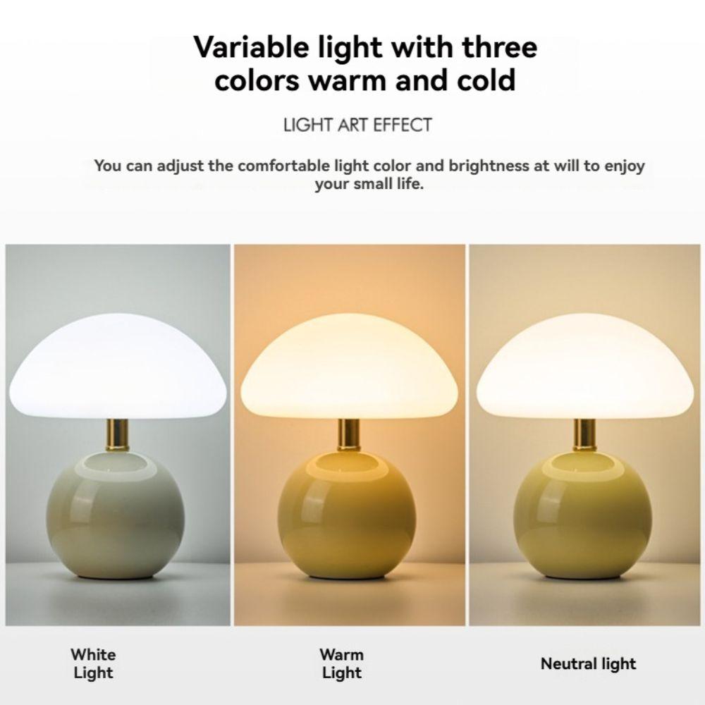 Tri Color Dimming Table Lamp USB Plug Atmosphere Light Creative Mushroom Bedside Lamp  Living Room