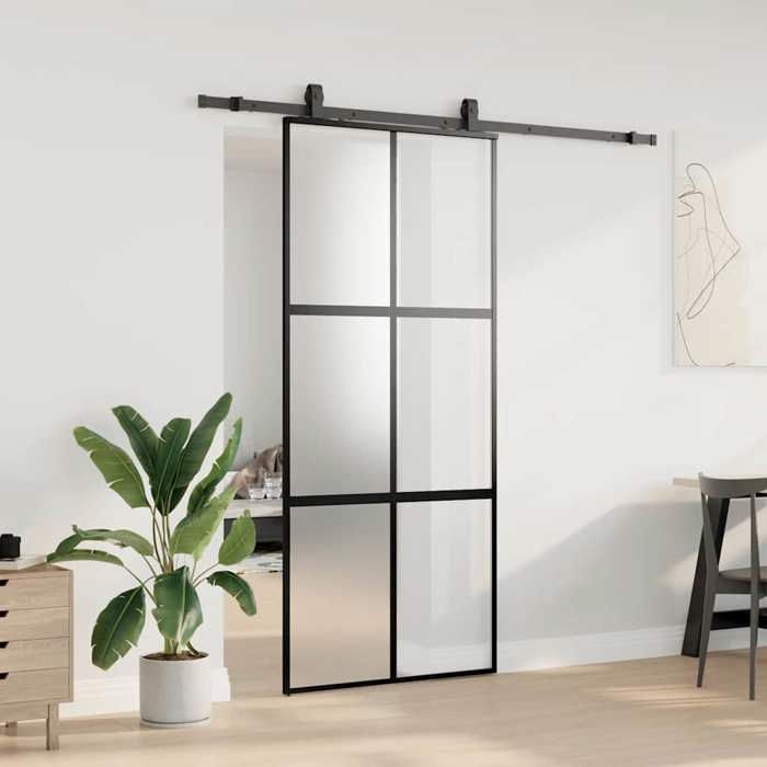 VidaXL Sliding Door with Black Hardware Kit 90x205 Cm, Sliding Door On Rail, Interior Sliding Door, 3375881