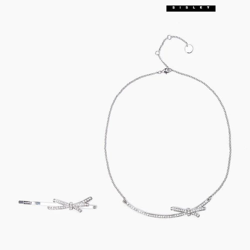 Ribbon Cubic Necklace and Hairpin Set Scet01411_P387230627
