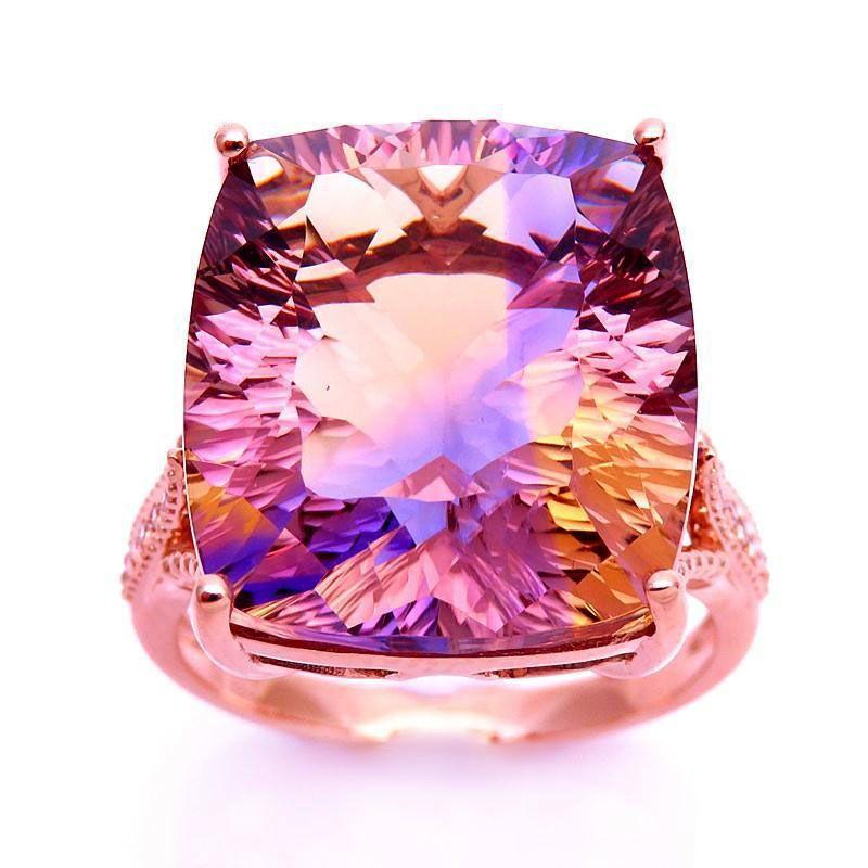 

Russian Purple Gold Natural Purple Yellow Zircon Luxury Temperament Color Gold Plated Rose Gold Adjustable Ring Women