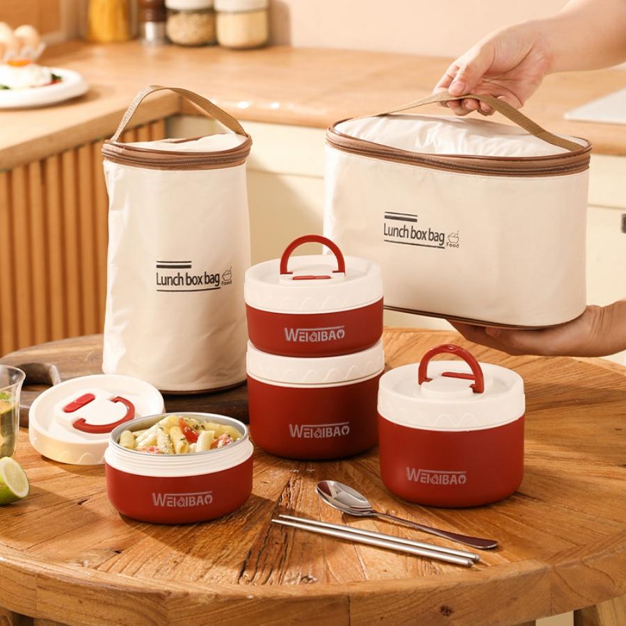 

Portable 304 stainless steel lunch box with high aesthetic value for office workers, student lunch box, light food box 450ml красный