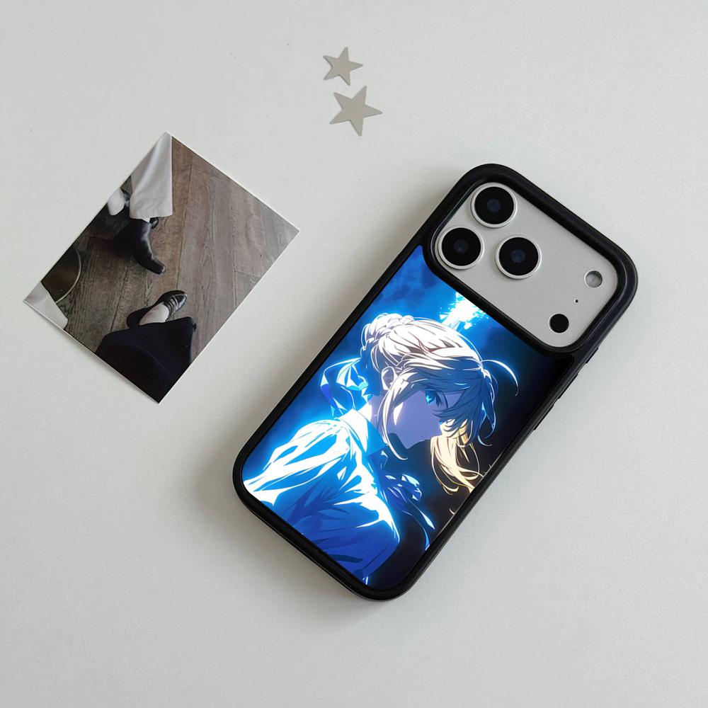 Anime Fate S-Sabe Handyhülle für iPhone 17 Air 16 15 14 Plus 13 12 11 Pro Max Zweifarbig Hart-PC Mode Schutzhülle