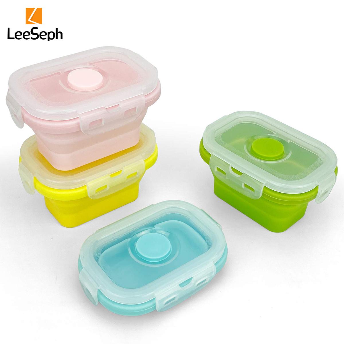 

Складной силиконовый контейнер для хранения продуктов, набор из 4 шт., герметичные штабелируемые контейнеры для приготовления закусок и блюд для работы, кемпинга, походов 1&1