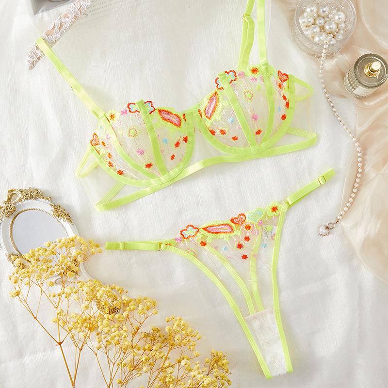 

Сексуальный костюм сетка цветочная вышивка высокое качество контрастный цвет перспектива сексуальный костюм S неоновый жёлтый