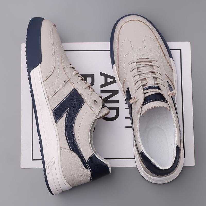 Fashion Mens Genuine Leather Casual Shoe Classic Teenage Sneakers Comfortable Skateboard Footwear Comfy Versatile Men Vulcanize Footwear