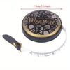 Vintage-Inspired Portable Retractable Tape Measure - Faux Leather Mini with Floral Design, Golden Accents & Measurement Markings