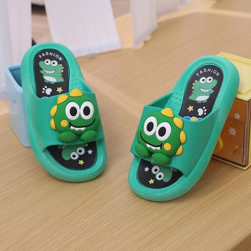 Children's Cartoon 3D Dinosaur Slippers Indoor Soft Sole Non-Slip Slippers Outdoor Casual Sandals Baby Slide Sandals