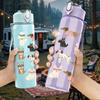 1PC Cute Puppy Dog Group Cartoon Print 750ml Color Plastic Sports Water Bottle Leakproof Flip Straw Lid Suitable for Sports Office Home Use