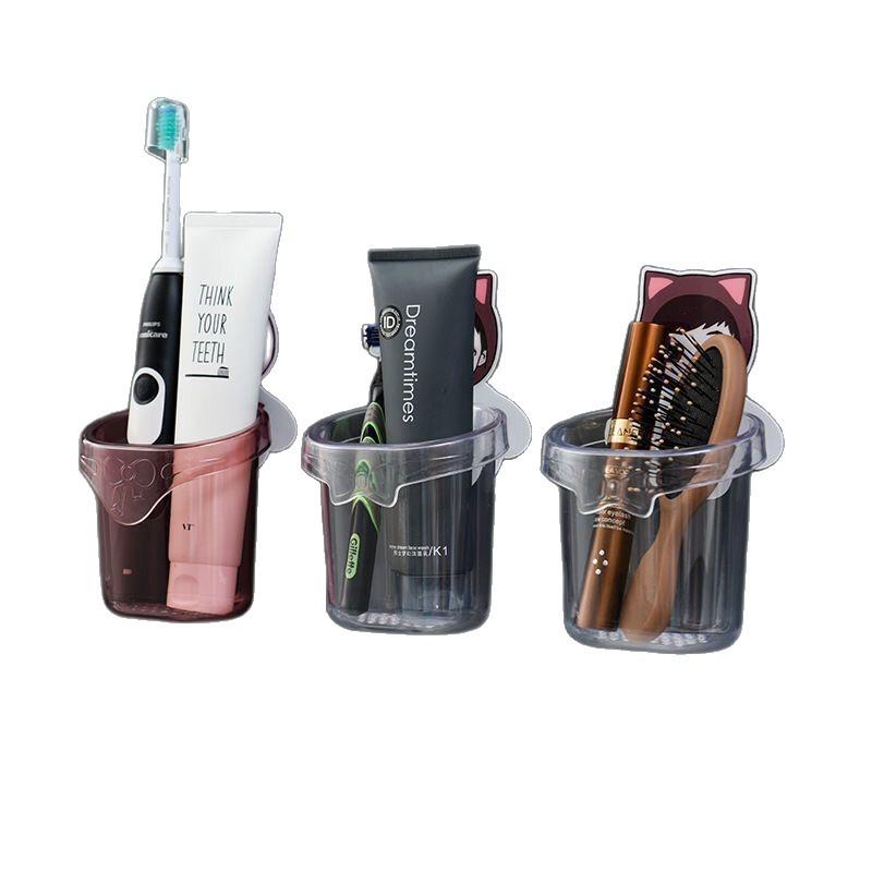 Little Bear Punch-Free Wall-Mounted Toothbrush & Mouthwash Cup Holder