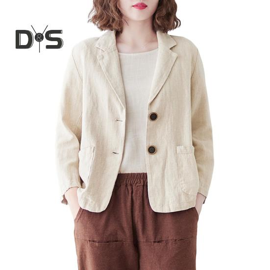 

Костюм осень-весна, пальто с отложным воротником, свободный кардиган с длинными рукавами, однотонный, с двумя пуговицами, повседневная куртка M абрикосовый