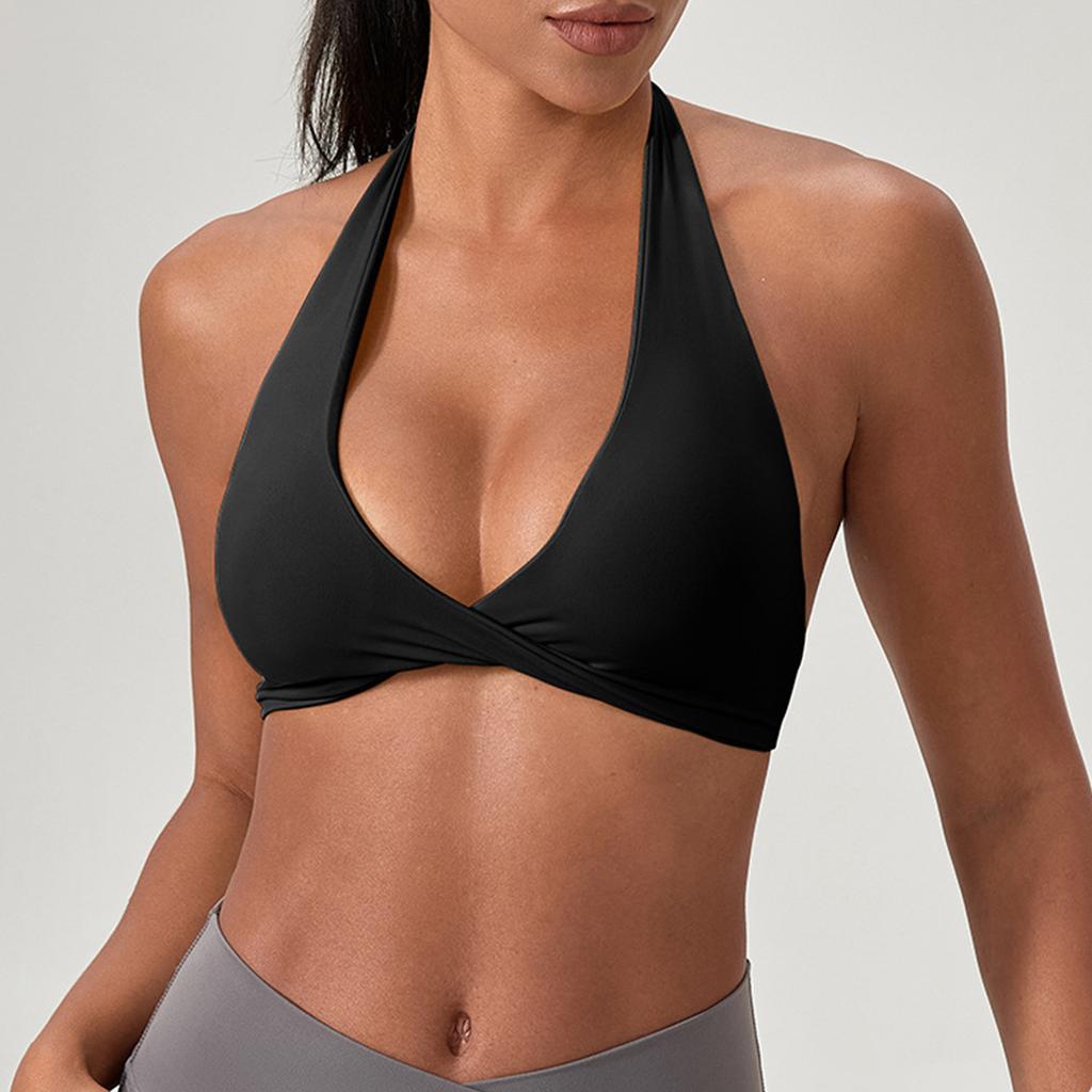 Top Corto Sportivo da Donna con Scollo all'Americana e Profonda Scollatura a V, Senza Ferretto, Tessuto Morbido, Reggiseno Sportivo per Yoga, Allenamento, Fitness, Esercizio