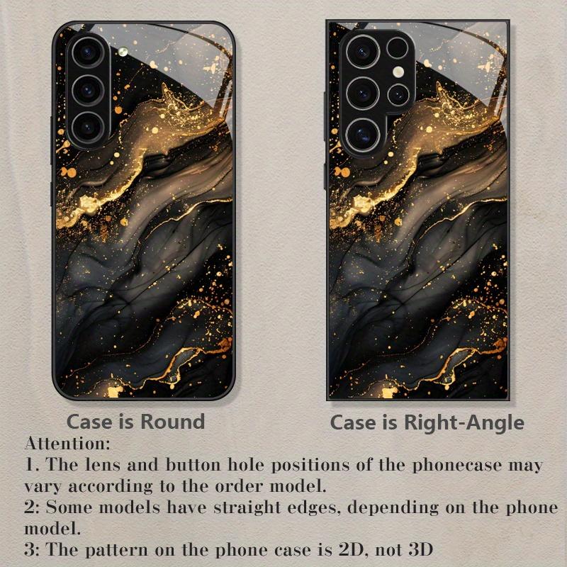 Golden marble patterned glass phone case suitable for Samsung Galaxy S26 S25 S24 S22 S21 S20 FE/Ultra/Plus anti drop back cover