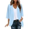 Veste Cardigan Décontractée Mode Femme à Manches Sept Partagées Couleur Unie