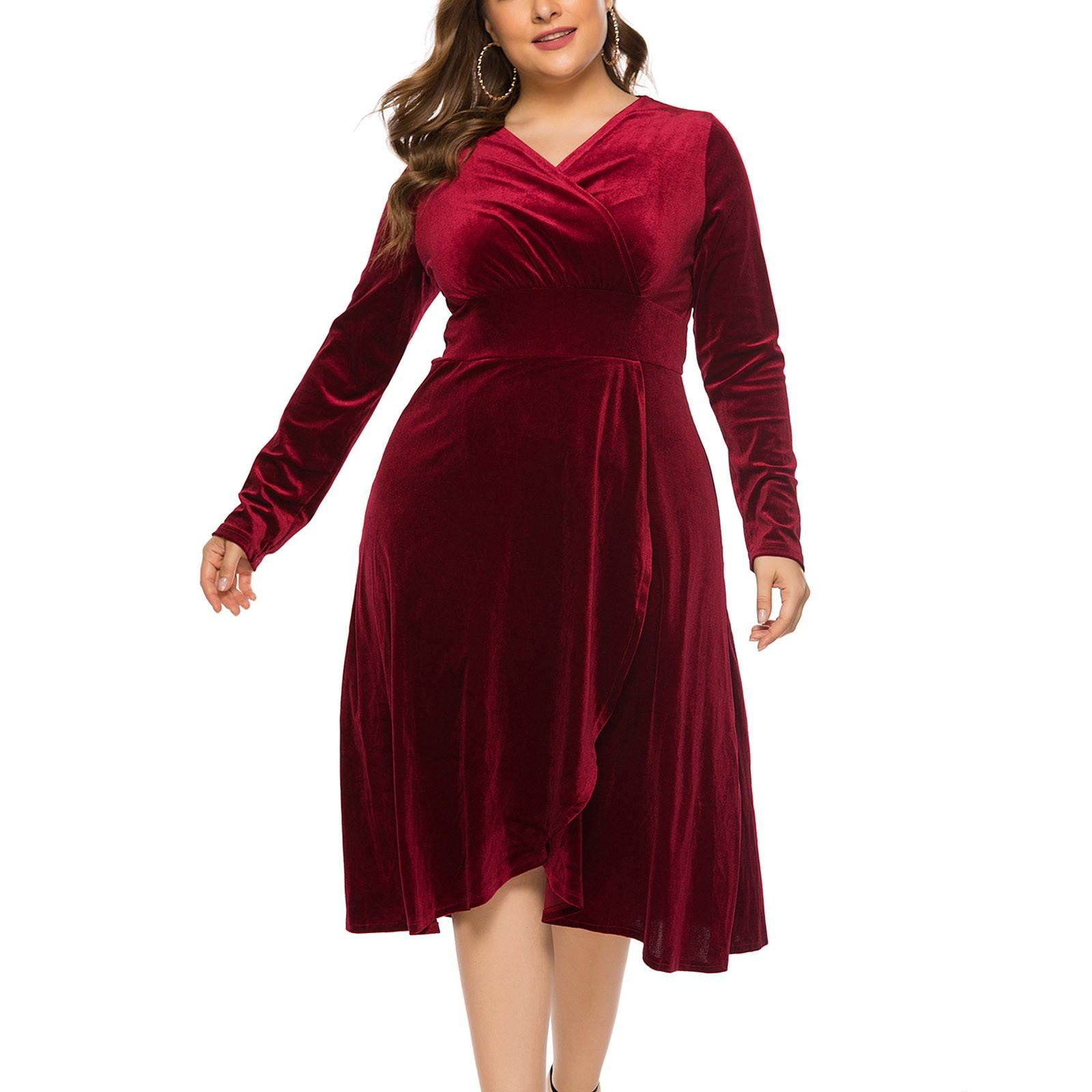 

Women s Sexy Large Lace V-neck Long Sleeve Evening Dress High Quality Dress XXXXXL винний