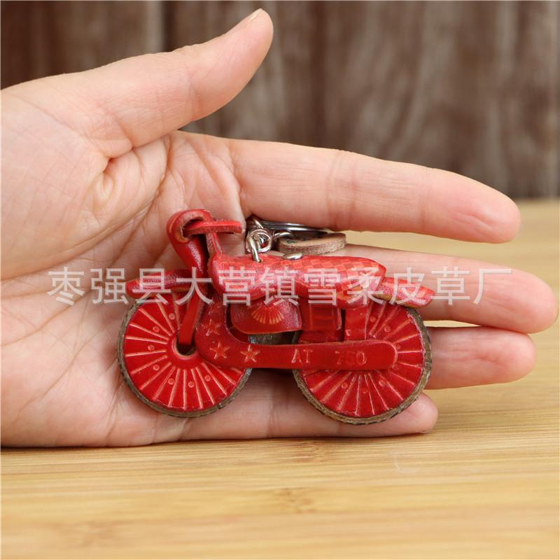 The First Layer Of Cowhide Creative Bag Pendant Motorcycle Keychain Making Mini Motorcycle Children'S Toys