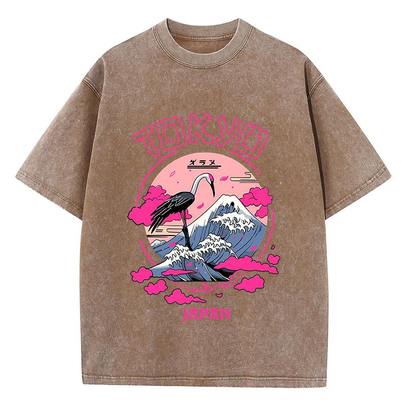 

Винтажные женские футболки с кислотной стиркой, футболки с принтом Токио Харадзюку, хлопковые футболки с круглым вырезом, оверсайз, с коротким рукавом, женская одежда 3XL