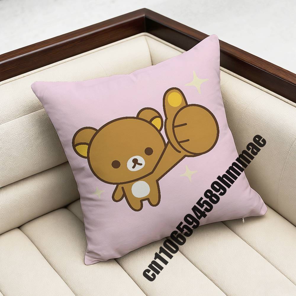 

Throw Pillow Case Sham For Cartoon RRilakkuma Bear 45x45cm 40x40cm Square Car Pillowcase Sham Pad Cover 30x30cm
