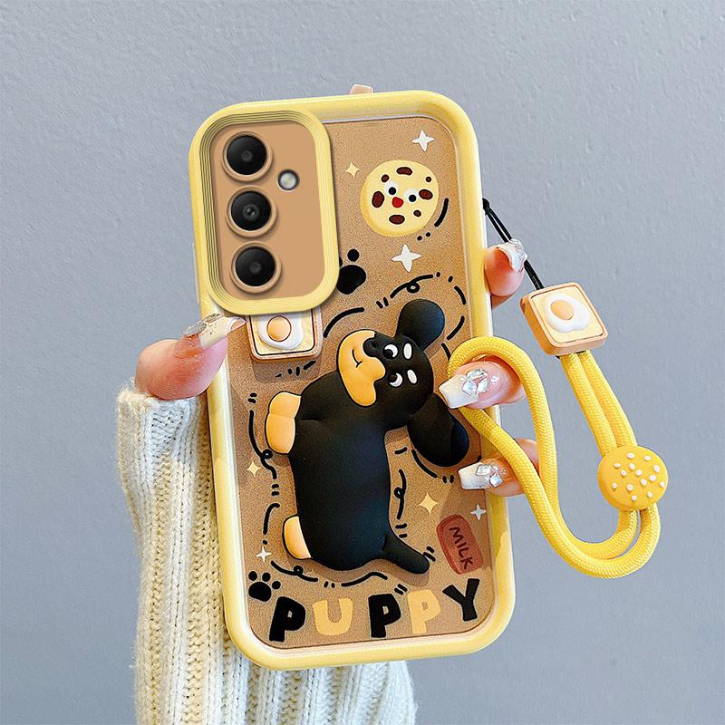 KEYSION Shockproof Case for Samsung S25 FE 5G with Lanyard Soft Silicone Cute 3D Cartoon Doll Phone Back Cover for Galaxy S25 FE