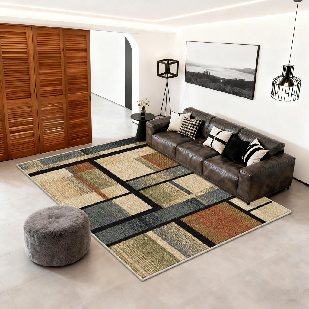 Nordic Style Large Area Rug Geometric Carpet Non-Slip Washable Rug for Living Room Bedroom Cloakroom Home Decor Floor Mat Soft