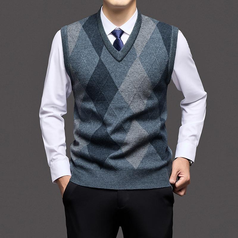 Men S Knit Vest V Neck Sleeveless Pullover Business Casual Sweater
