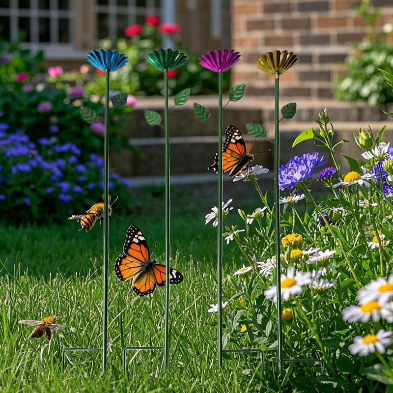 Bee Watering Cups Bee Drinking Cups For Garden Metal Butterfly Bath Watering Bowl With Flower Design For Thirsty Pollinators