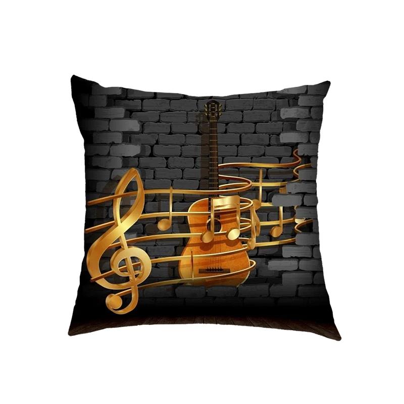 Mode Musiknoten Druck Kissenbezüge Gitarre Klavier Kissenbezüge Zuhause Schlafzimmer Haus Büro Quadratischer Kissenbezug Dekokissenbezug