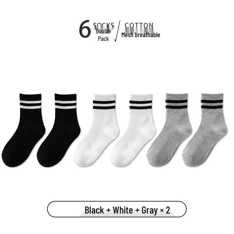 Pure Cotton Mesh Children's Socks - Summer Style for Boys & Girls, Solid Color, Perfect for Spring & Autumn Sports