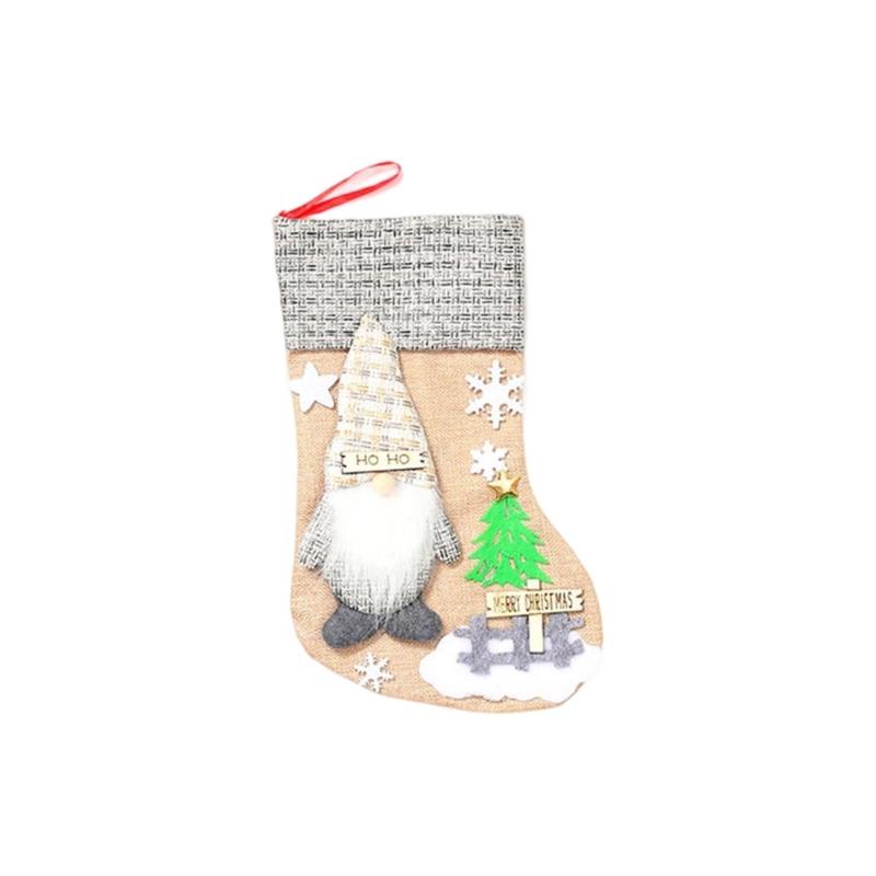 

Christmas Tree Ornament Lovely Christmas Stockings Gift Bag Christmas Hanging Socks For Fireplaces Door Decoration жёлтый